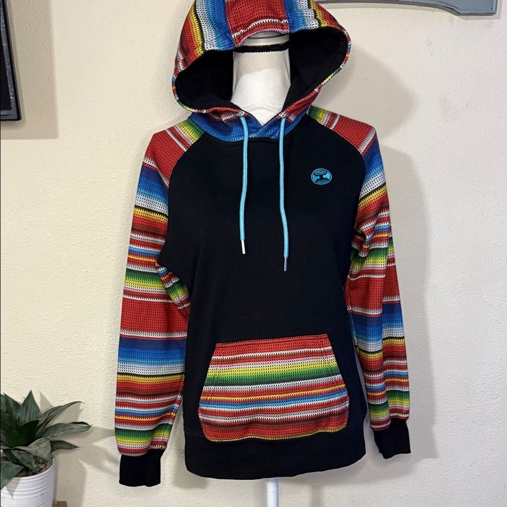 Hooey Colorful Striped Hoodie with Black Base